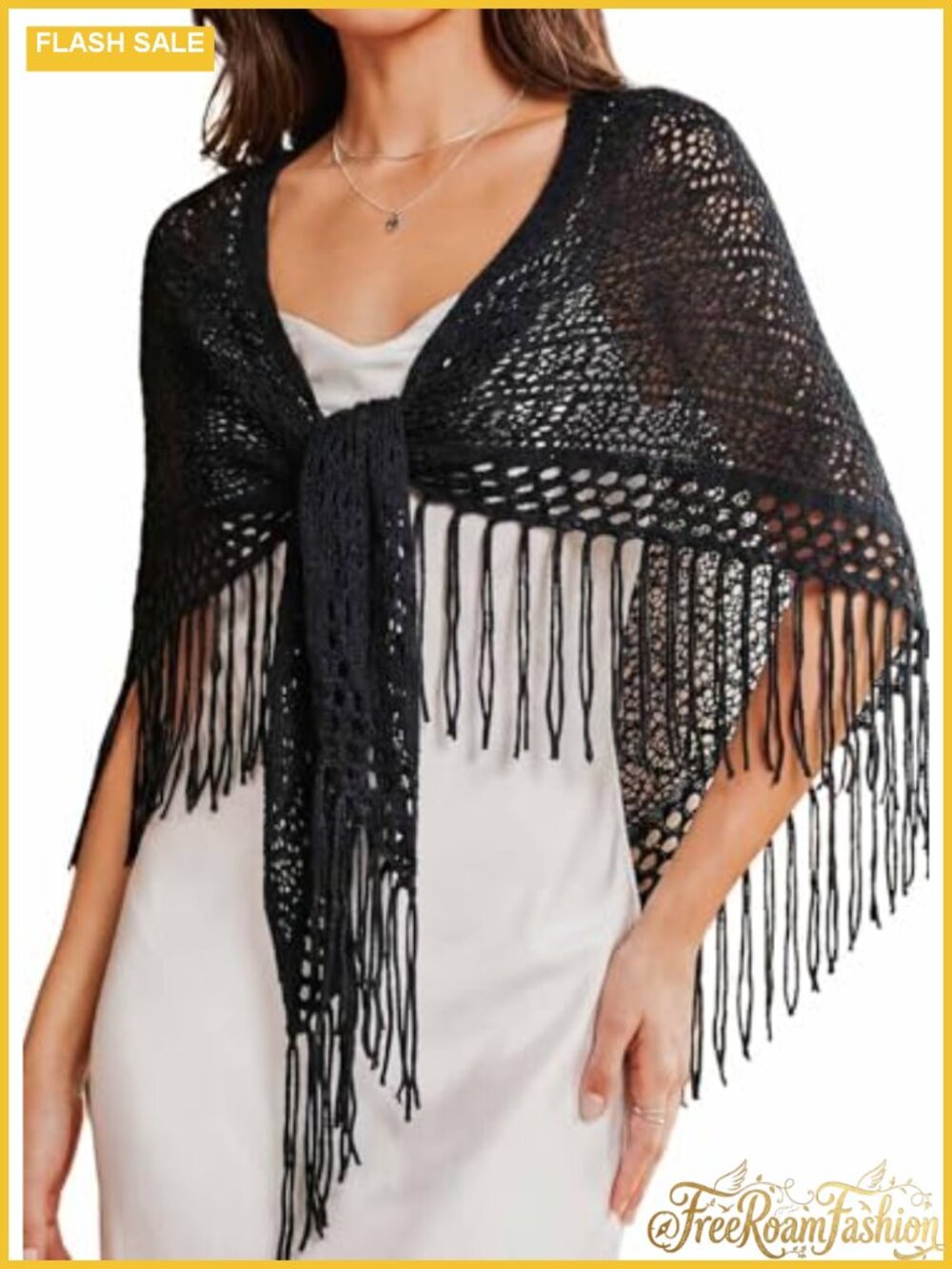 Women's Tassel Shawl Wrap Mesh Scarf 95% Polyester Evening Cover Up